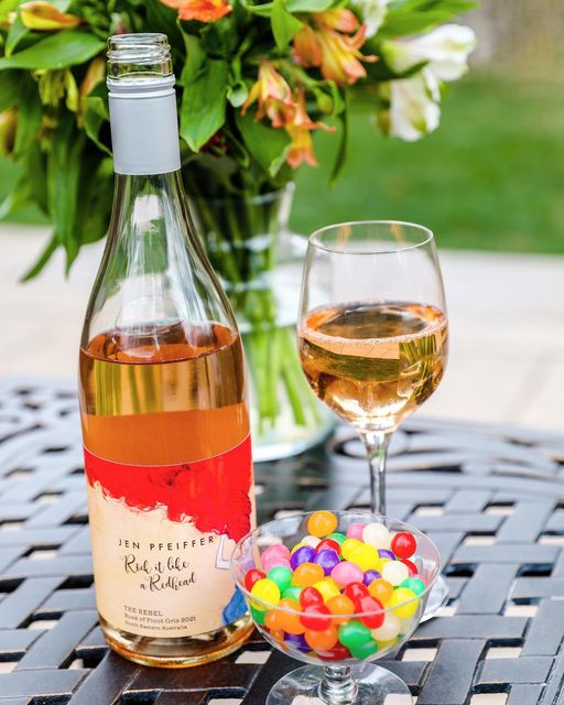 Today’s pairing: refreshing Australian Rosé of Pinot Gris and jelly beans… aka “…